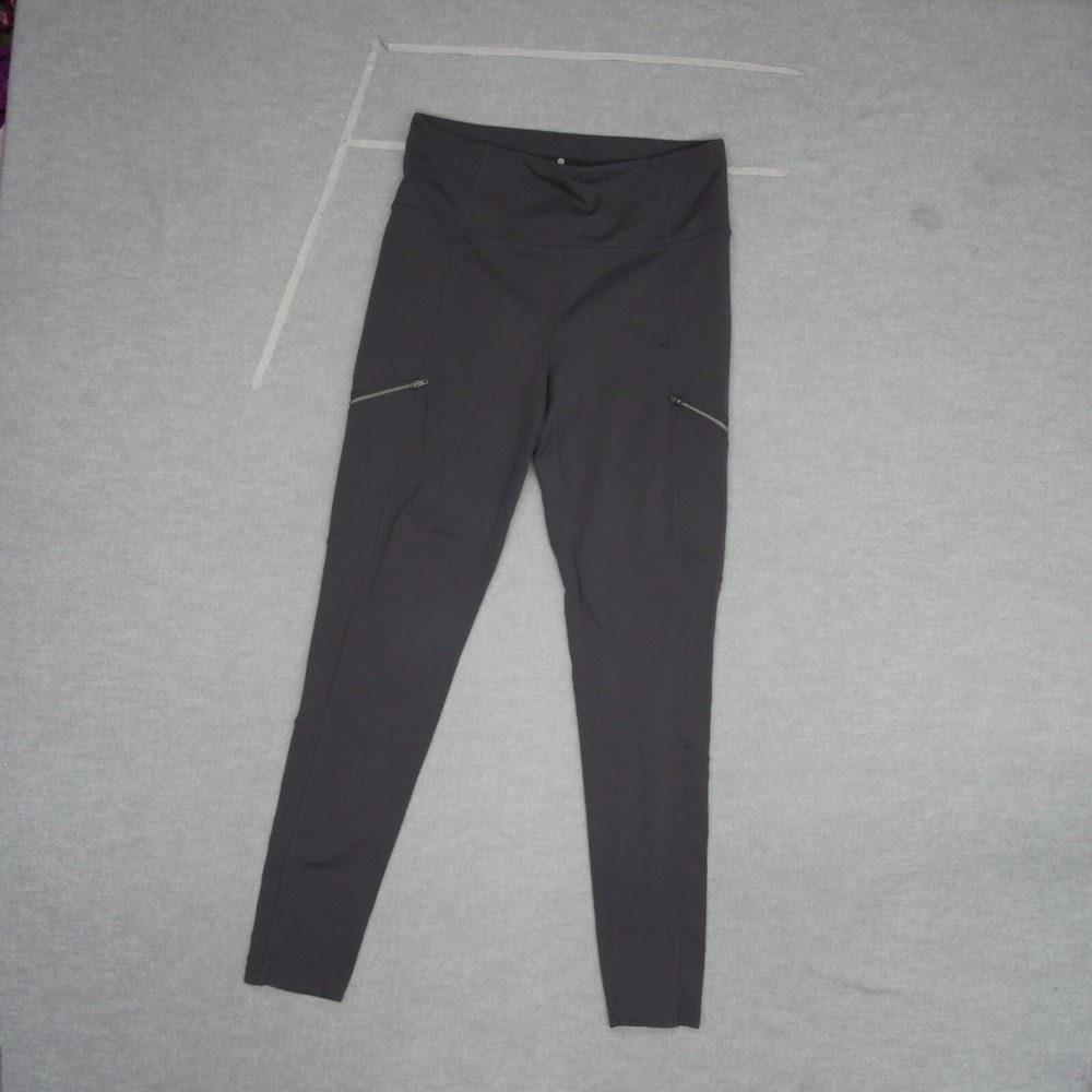 Athleta Women Activewear Pants Medium Gray‎ Drifter Tight Legging Zip Pockets